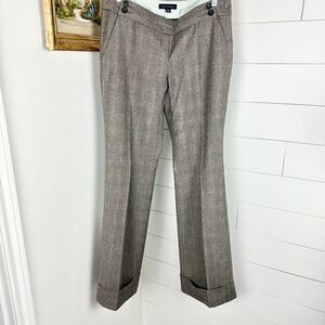 Banana Republic Women's Wool Glen Plaid Wide Leg Trouser Pants Size 6
